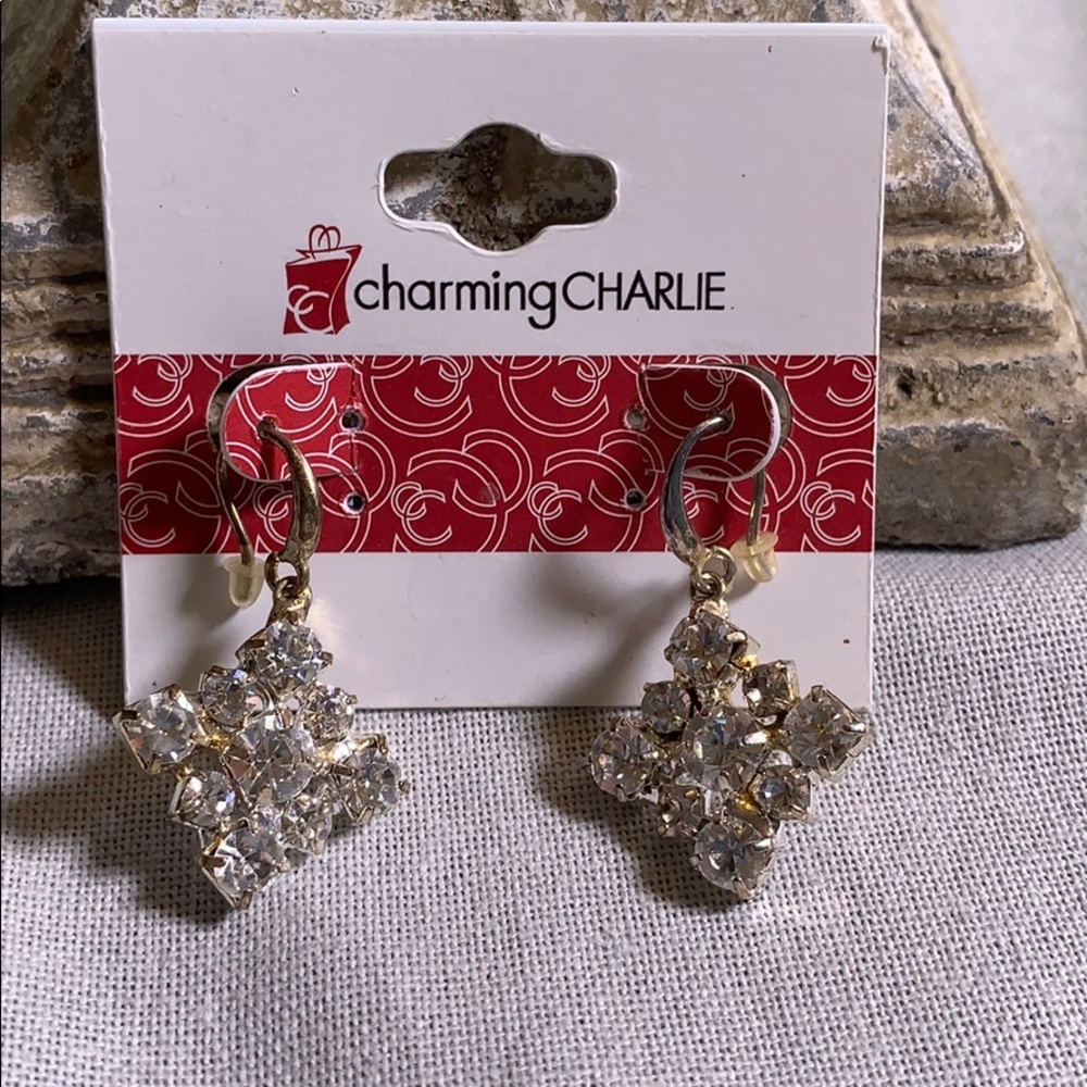 Charming Charlie rhinestone and silver earrings
